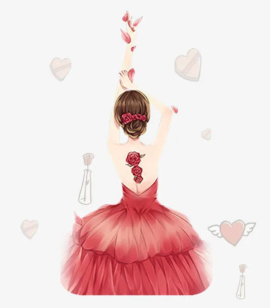 原创手绘美女免抠