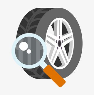 手绘卡通汽车轮胎放大镜免抠