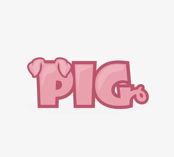 粉色小猪创意字体免抠