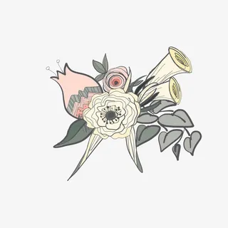 中国风手绘花卉免抠