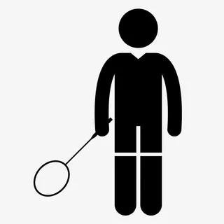 手绘黑色打羽毛球人物图标免抠