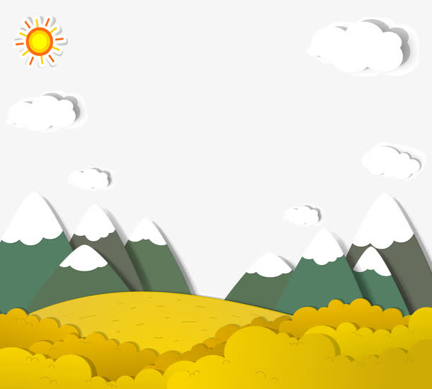 卡通雪山风景免抠