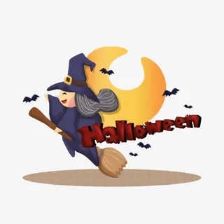 可爱的卡通小女巫免抠