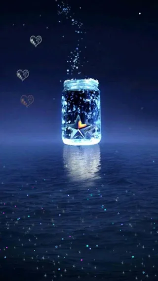 蓝色湖水星光H5背景高清