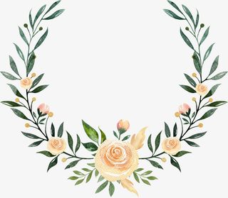 手绘水彩绿色植物叶子边框免抠