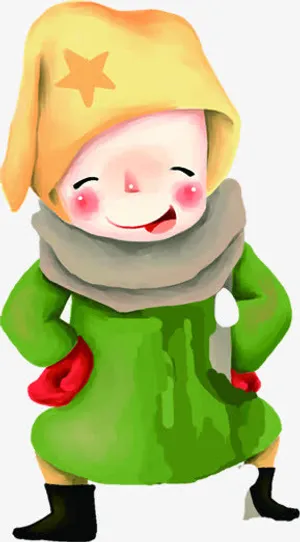 手绘儿童冬季吊旗免抠