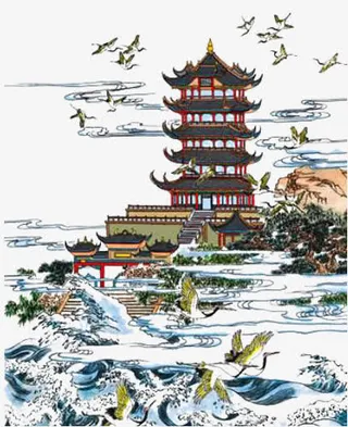 飞鸟相与还的黄鹤楼免抠