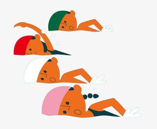 卡通游泳比赛免抠