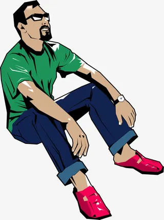 卡通手绘孤独老男孩免抠