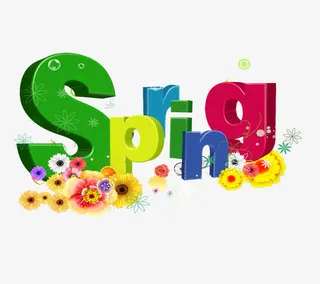 彩色花朵spring免抠