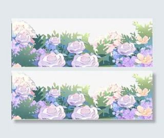 彩色鲜花花边免抠