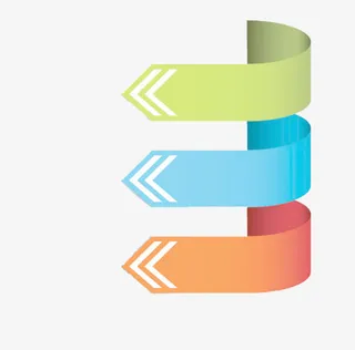 绿蓝橙圆弧箭头免抠