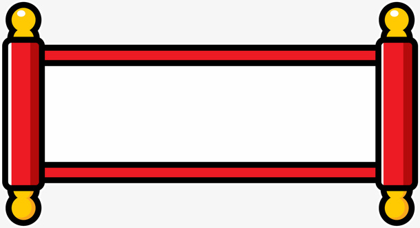 红色中国风卡通卷轴免抠