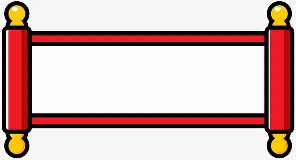 红色中国风卡通卷轴免抠
