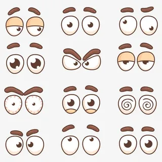 矢量人物的眼睛和眉毛的集合免抠