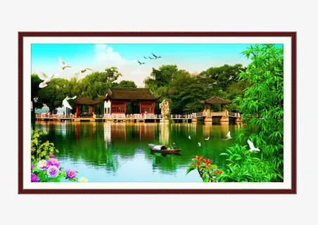 山水装饰画免抠