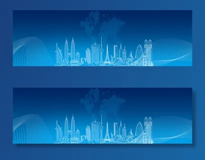 酷炫蓝色城市线条背景图高清