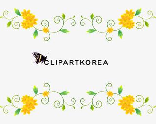 卡通手绘黄色小花朵边框免抠