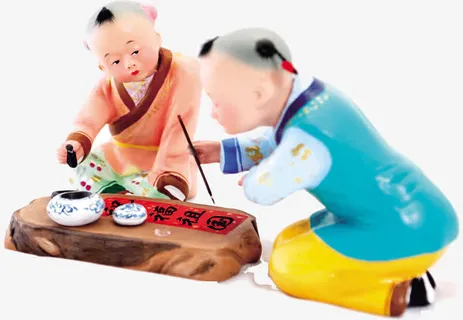 童子写毛笔字之公益广告免抠