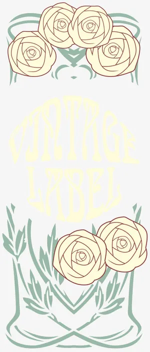 手绘玫瑰标签矢量免抠