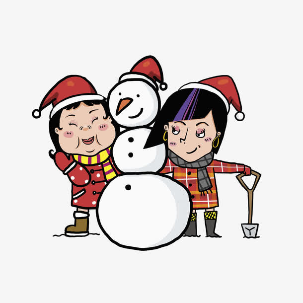 雪人与小孩免抠
