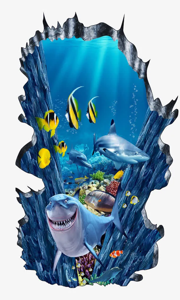 3D地贴壁画免抠
