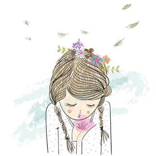 插画免扣女孩子高清