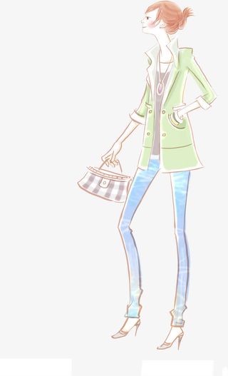 手绘人物时尚女性免抠