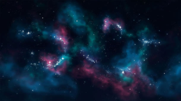 红色蓝色渐变星空星云高清摄影合成免抠