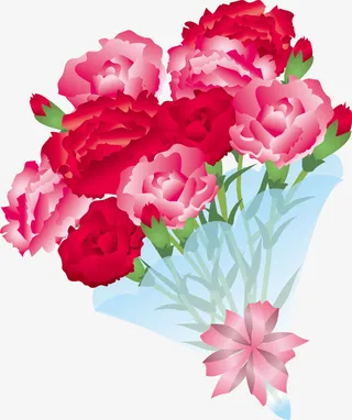 红色美丽母亲节花束免抠