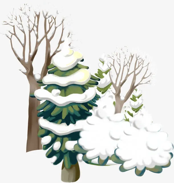 卡通雪花树免抠