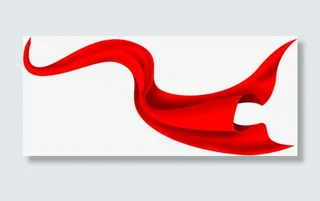 手绘漂浮的红色丝带免抠