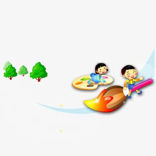 卡通人物画画学习宣传单免抠