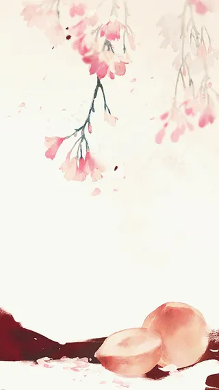 中国风梅花桃子H5背景高清
