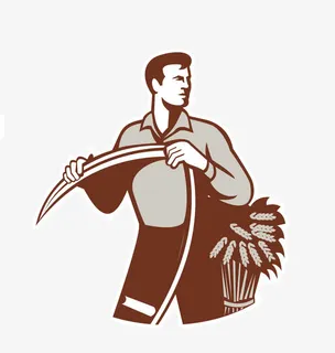 矢量用镰刀收割麦子的人免抠