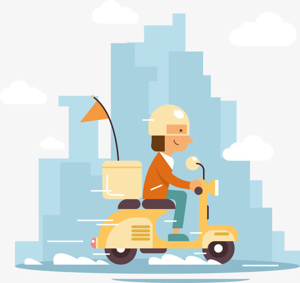 矢量手绘外卖小哥免抠