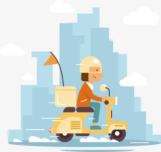 矢量手绘外卖小哥免抠