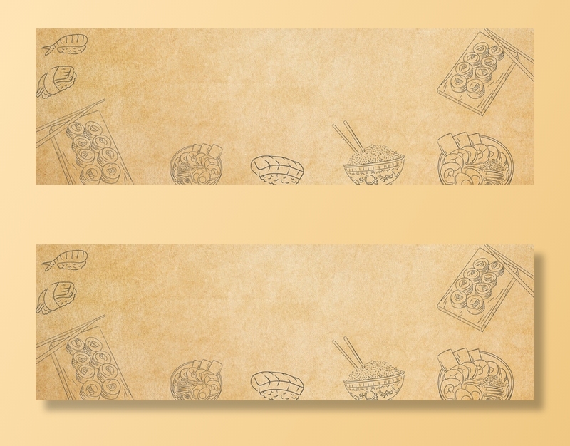 餐厅简约手绘棕色banner背景高清