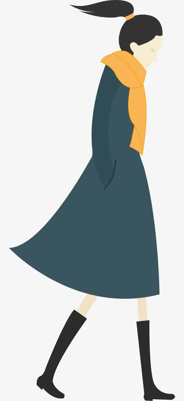 走在风中的时尚女孩免抠