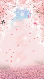 粉色浪漫春天樱花贺卡PSD背景高清