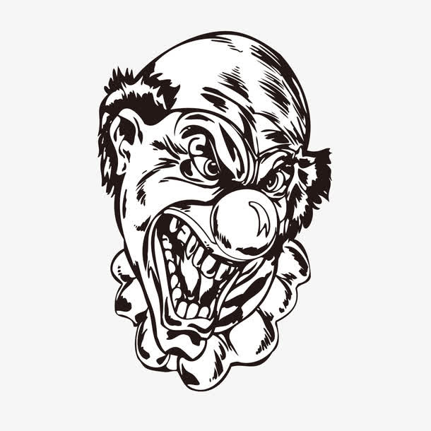 凶神恶煞的黑白人脸怪兽形象免抠