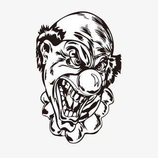 凶神恶煞的黑白人脸怪兽形象免抠