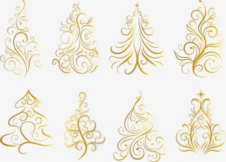 烫金圣诞树矢量素材免抠