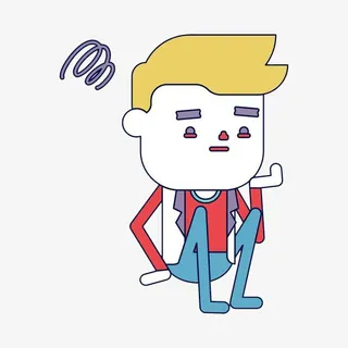 蹲坐的焦虑男子免抠