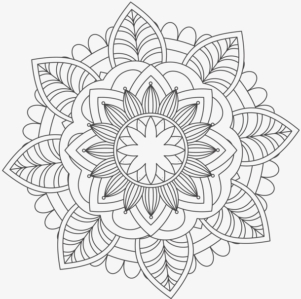 花纹矢量手绘风格灰色曼陀罗免抠