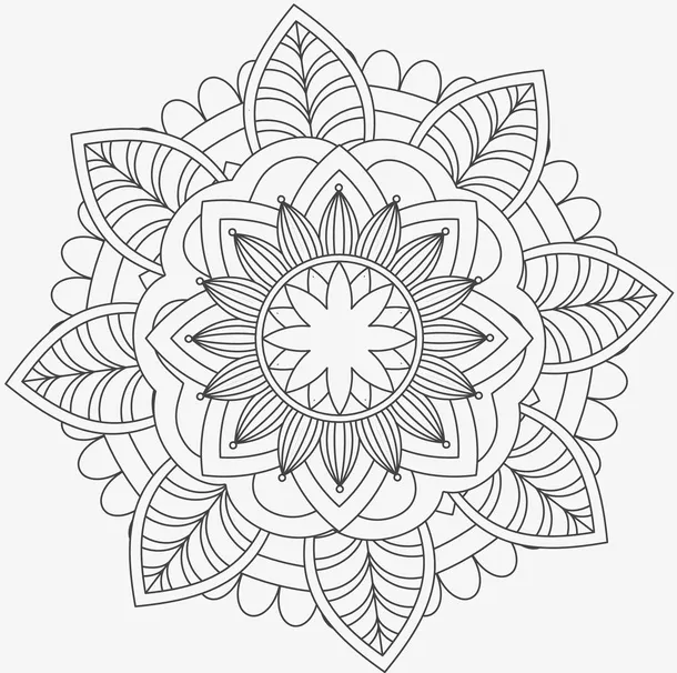 花纹矢量手绘风格灰色曼陀罗免抠