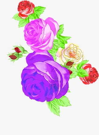 手绘玫瑰七夕花卉免抠