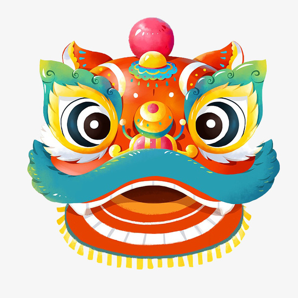 中国元素舞狮头像免抠