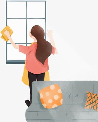 五一劳动节装饰插图打扫卫生擦玻免抠