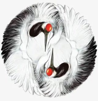 盘在一起的仙鹤免抠